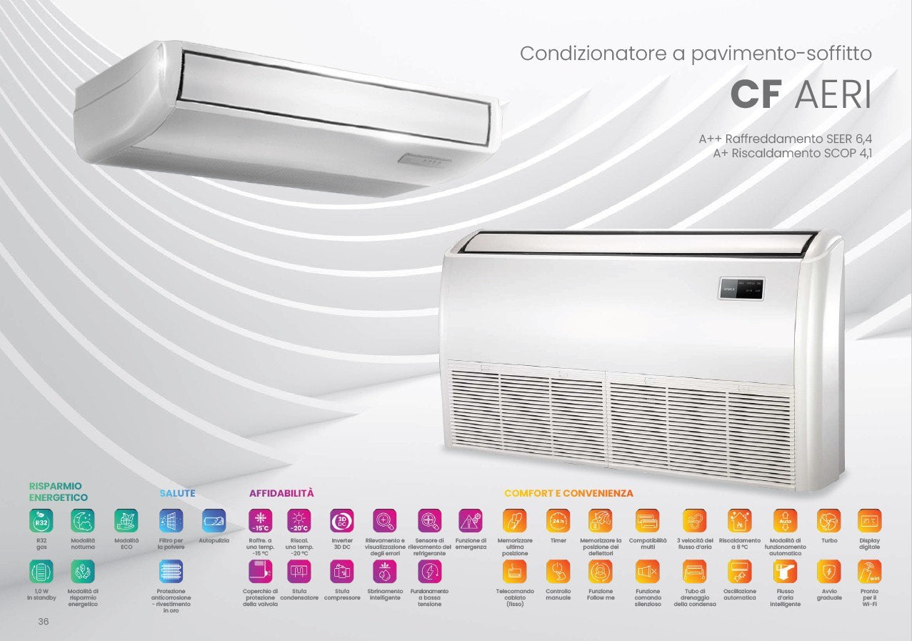 CLIMATIZZATORE VIVAX 18000 BTU PARETE E SOFFITTO ACP-12LCAC35AERI/Os GAS R32 UNITA' ESTERNA + UNITA' INTERNA ACP-18CF50AERI/I3
